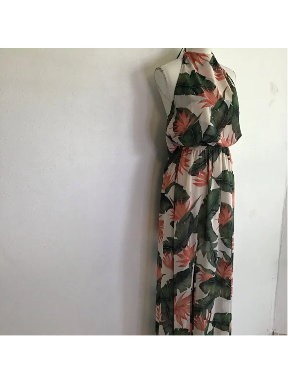 Show Me Your Mumu Women Elegant Fun Maxi Dress L White Green Tropical Print - Picture 3 of 14
